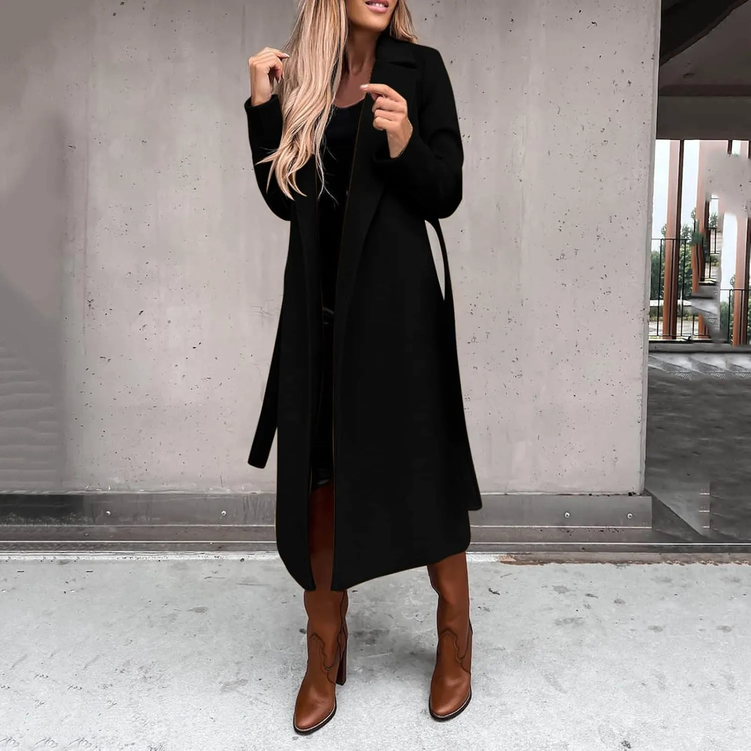 2024 Fashion Fall Winter Coats for Women Classic Trench Coat Ladies Slim Solid Long Jacket Lightweight Windbreaker