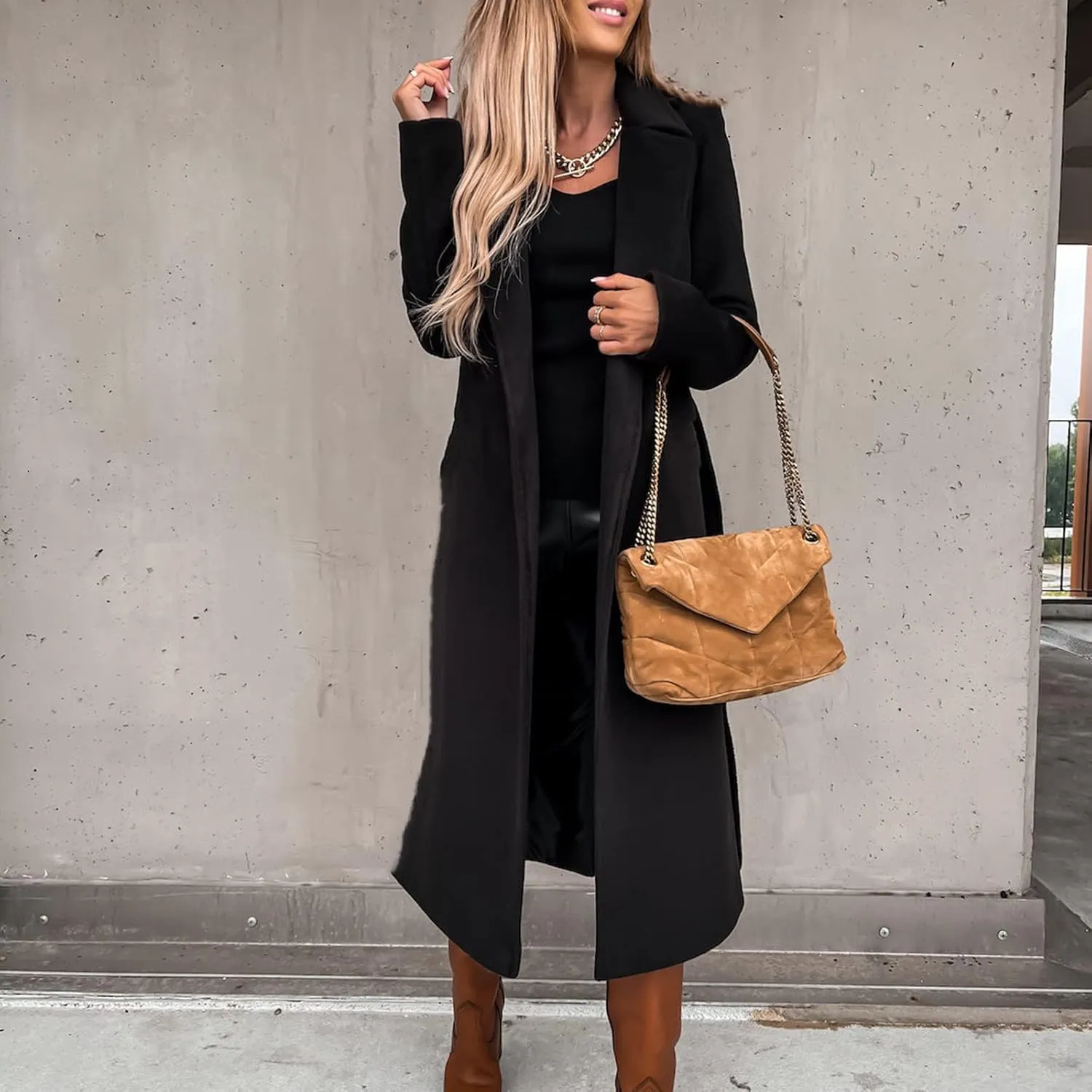 2024 Fashion Fall Winter Coats for Women Classic Trench Coat Ladies Slim Solid Long Jacket Lightweight Windbreaker