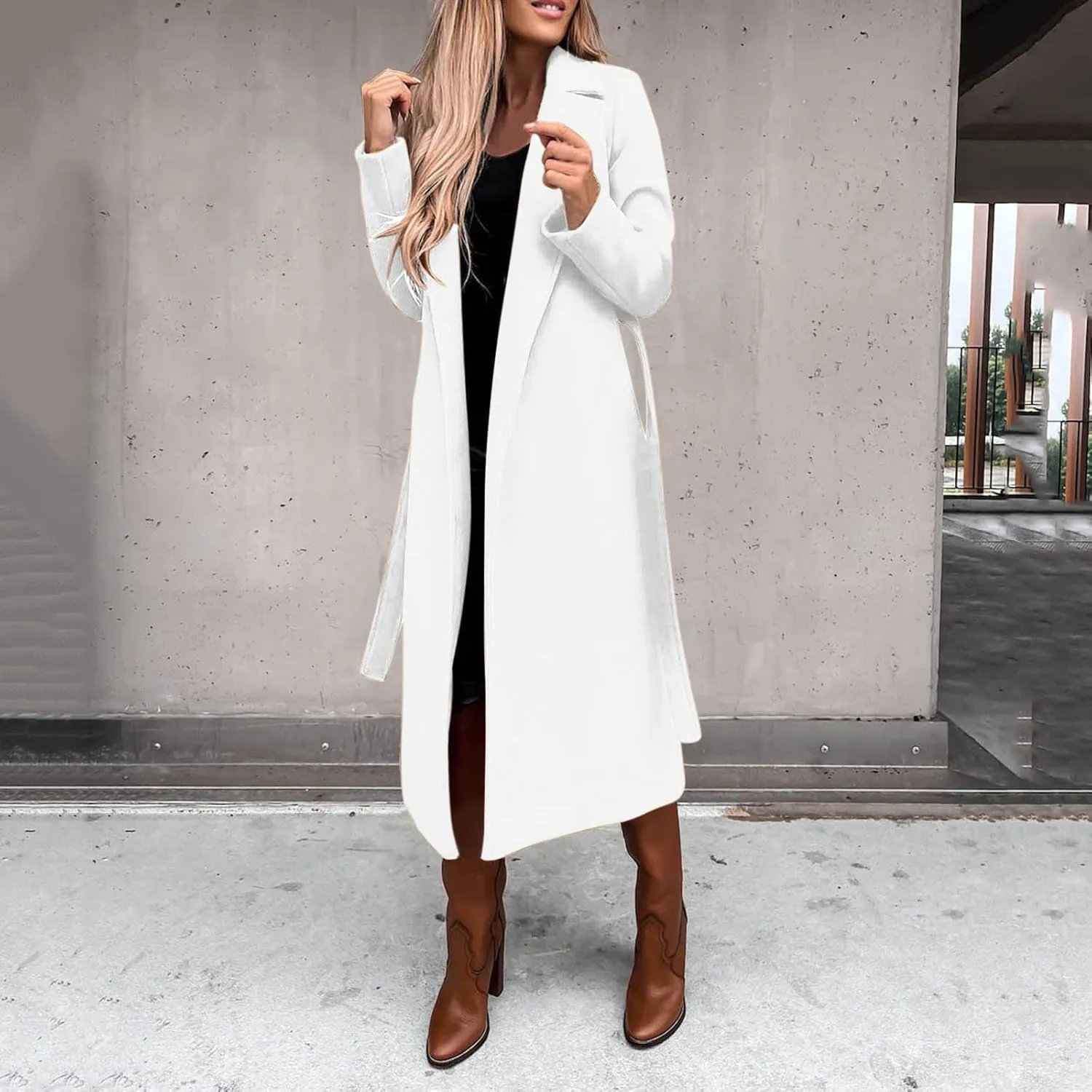 2024 Fashion Fall Winter Coats for Women Classic Trench Coat Ladies Slim Solid Long Jacket Lightweight Windbreaker