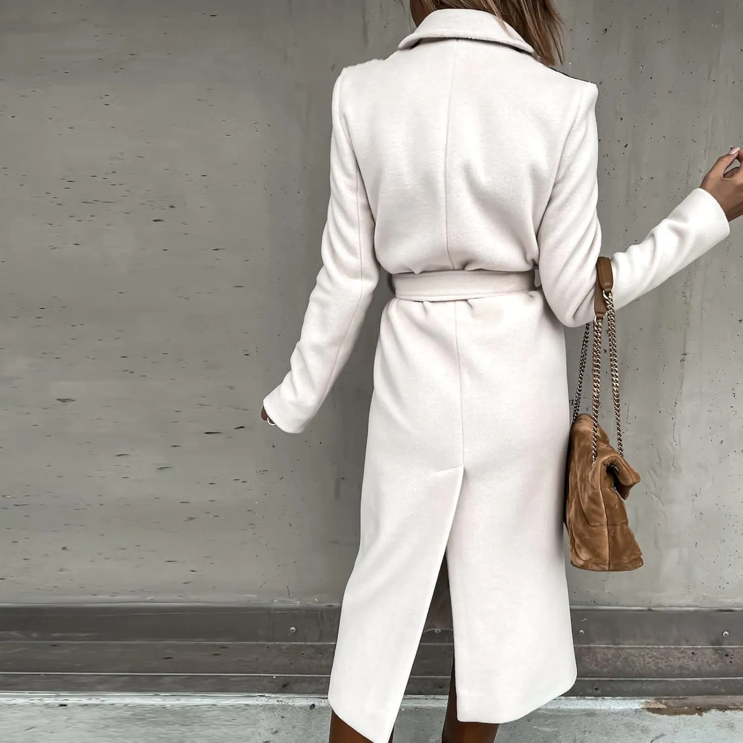 2024 Fashion Fall Winter Coats for Women Classic Trench Coat Ladies Slim Solid Long Jacket Lightweight Windbreaker