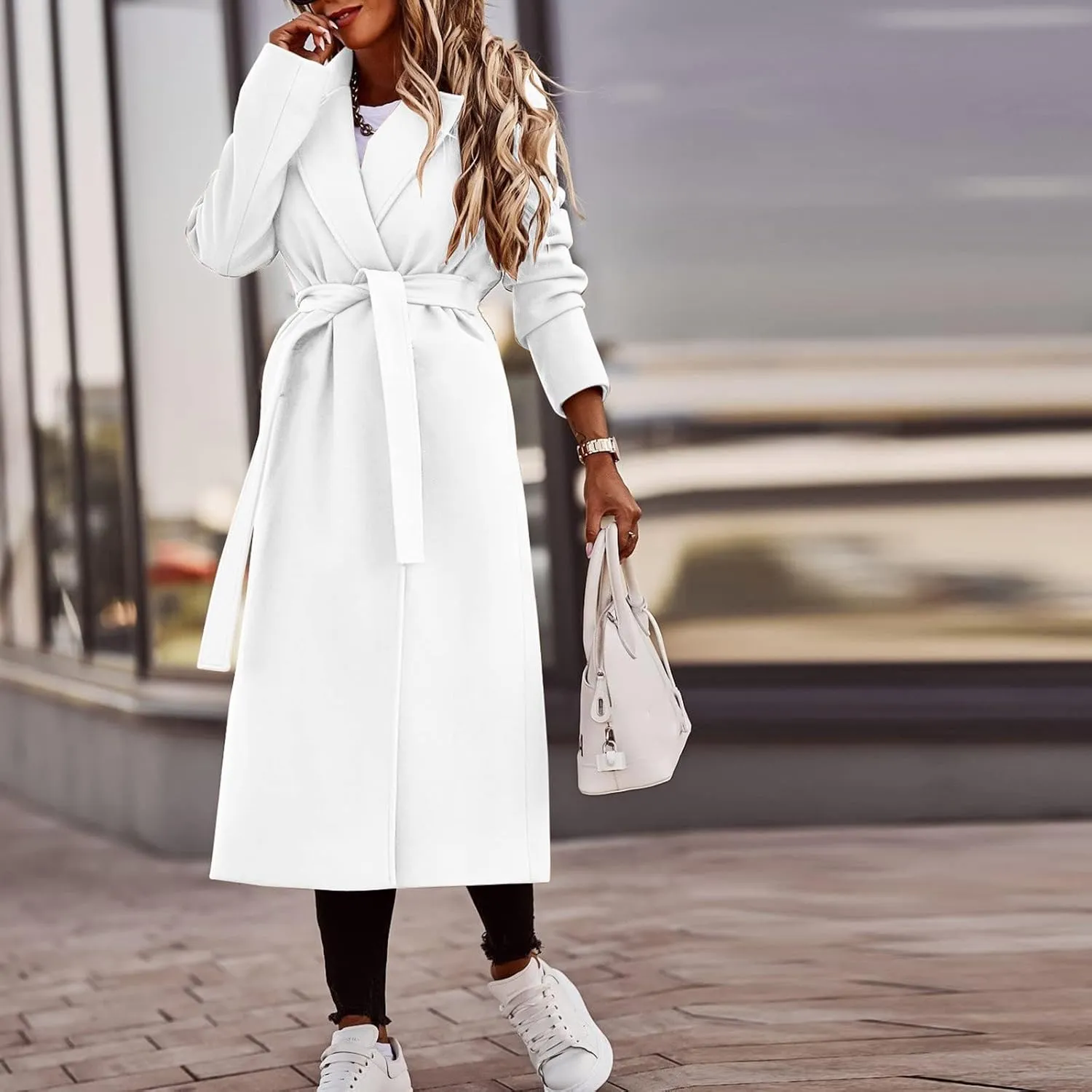 2024 Fashion Fall Winter Coats for Women Classic Trench Coat Ladies Slim Solid Long Jacket Lightweight Windbreaker