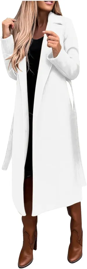 2024 Fashion Fall Winter Coats for Women Classic Trench Coat Ladies Slim Solid Long Jacket Lightweight Windbreaker