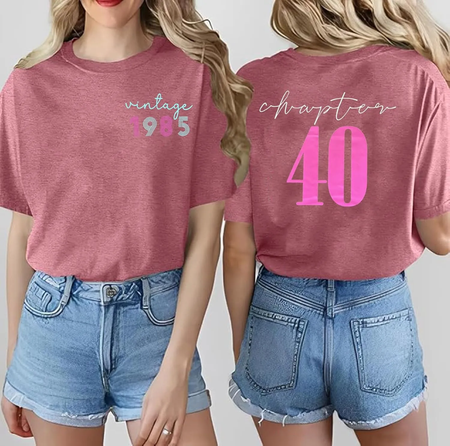 40th Birthday Gift T-Shirt Women Vintage 1985 Birthday Party Shirt Casual Short Sleeve 40 Bday Shirt Tee Tops
