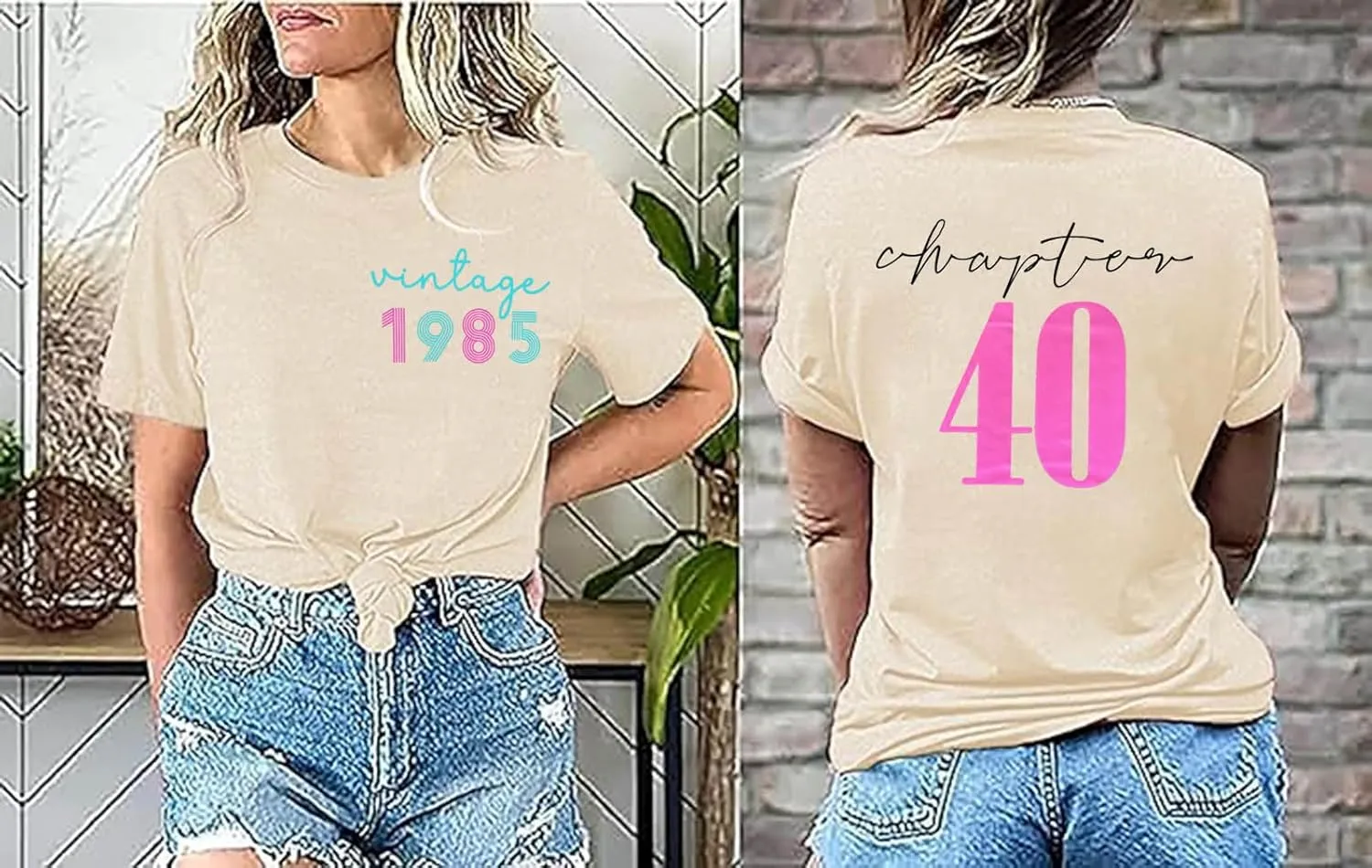 40th Birthday Gift T-Shirt Women Vintage 1985 Birthday Party Shirt Casual Short Sleeve 40 Bday Shirt Tee Tops