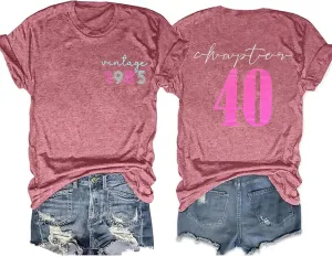 40th Birthday Gift T-Shirt Women Vintage 1985 Birthday Party Shirt Casual Short Sleeve 40 Bday Shirt Tee Tops