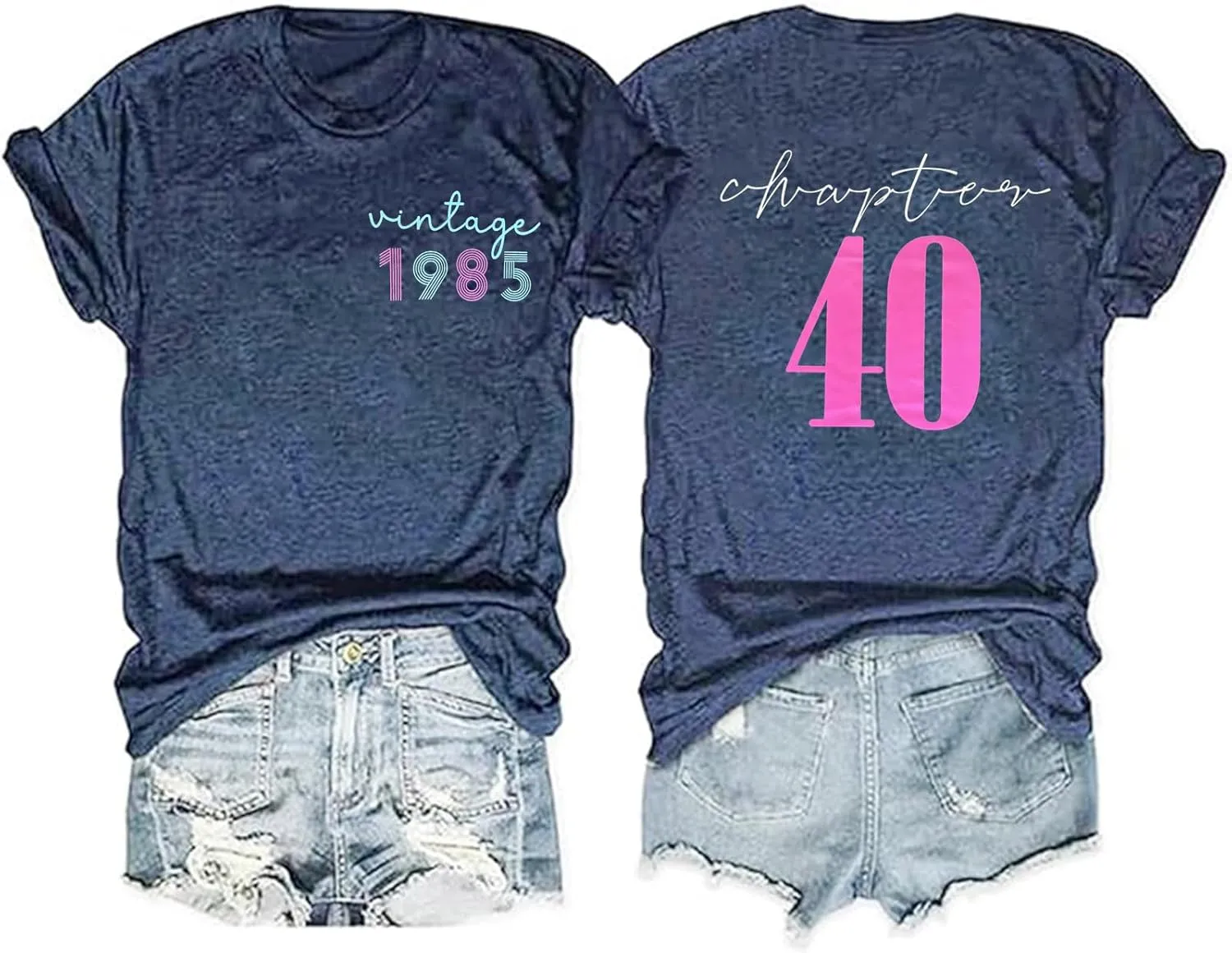 40th Birthday Gift T-Shirt Women Vintage 1985 Birthday Party Shirt Casual Short Sleeve 40 Bday Shirt Tee Tops