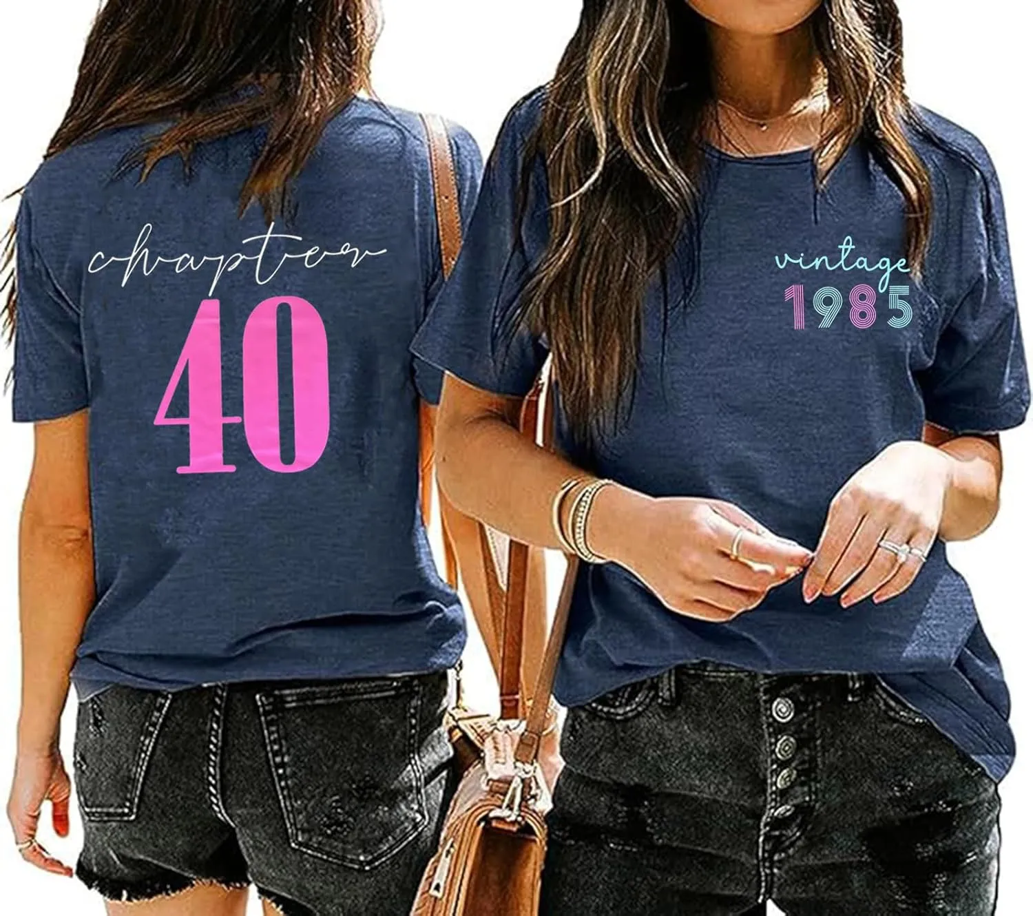 40th Birthday Gift T-Shirt Women Vintage 1985 Birthday Party Shirt Casual Short Sleeve 40 Bday Shirt Tee Tops