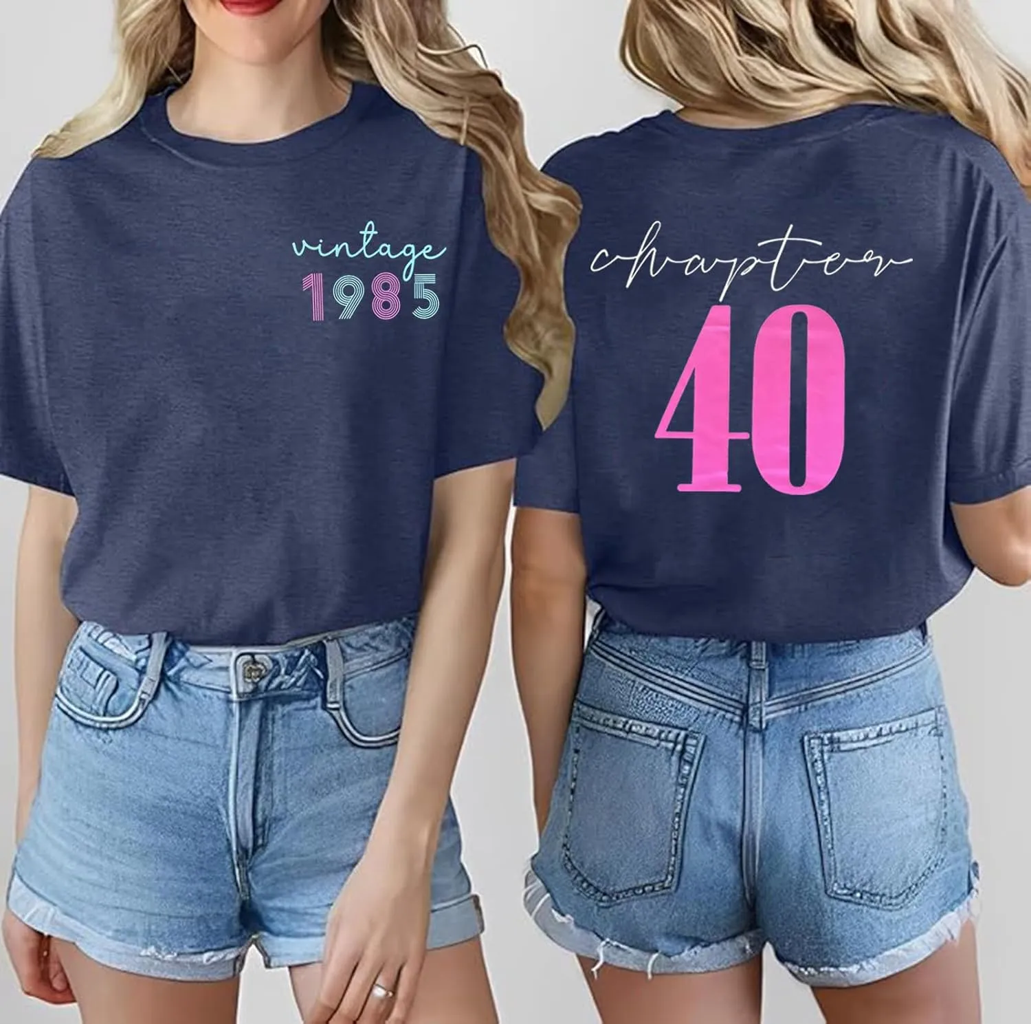 40th Birthday Gift T-Shirt Women Vintage 1985 Birthday Party Shirt Casual Short Sleeve 40 Bday Shirt Tee Tops