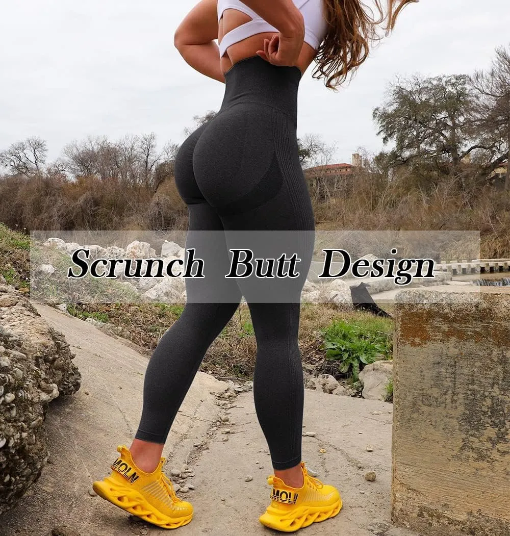 A AGROSTE Workout Leggings for Women Seamless Scrunch Butt Lifting Leggings Booty High Waisted Yoga Pants Comfort Tights