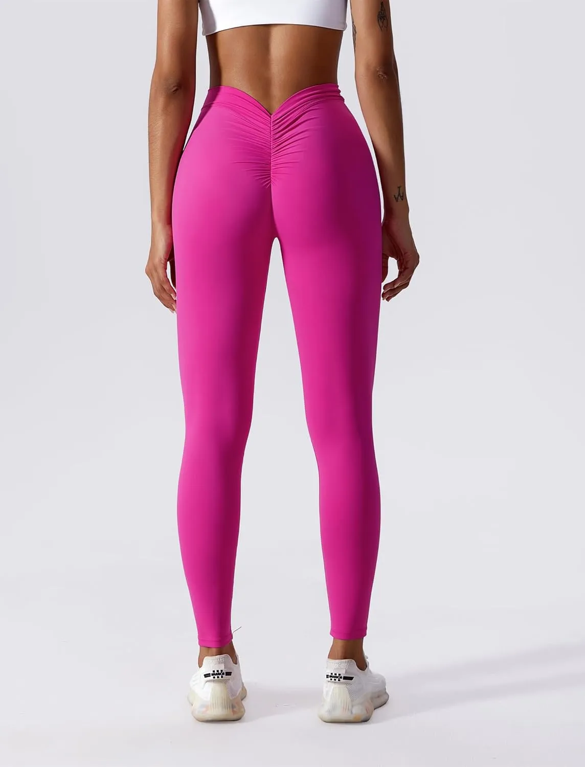ABOCIW V Back Leggings for Women Buttery Soft Scrunch Butt Lifting Gym Workout Leggings High Waist Yoga Pants