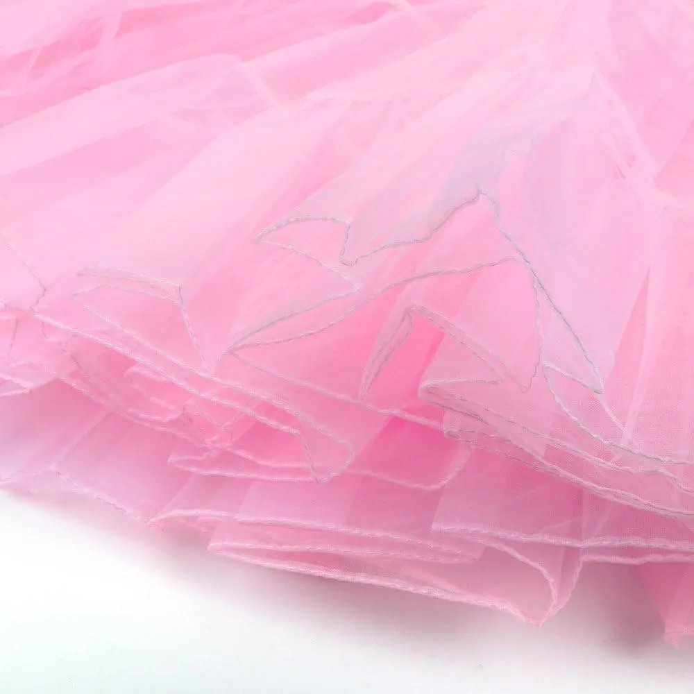 Adult Tutus Skirts for Women 3 Layered Tutu Skirt for Halloween Costume High Waist Pleated Short Skirt Dancing (Pink, M)