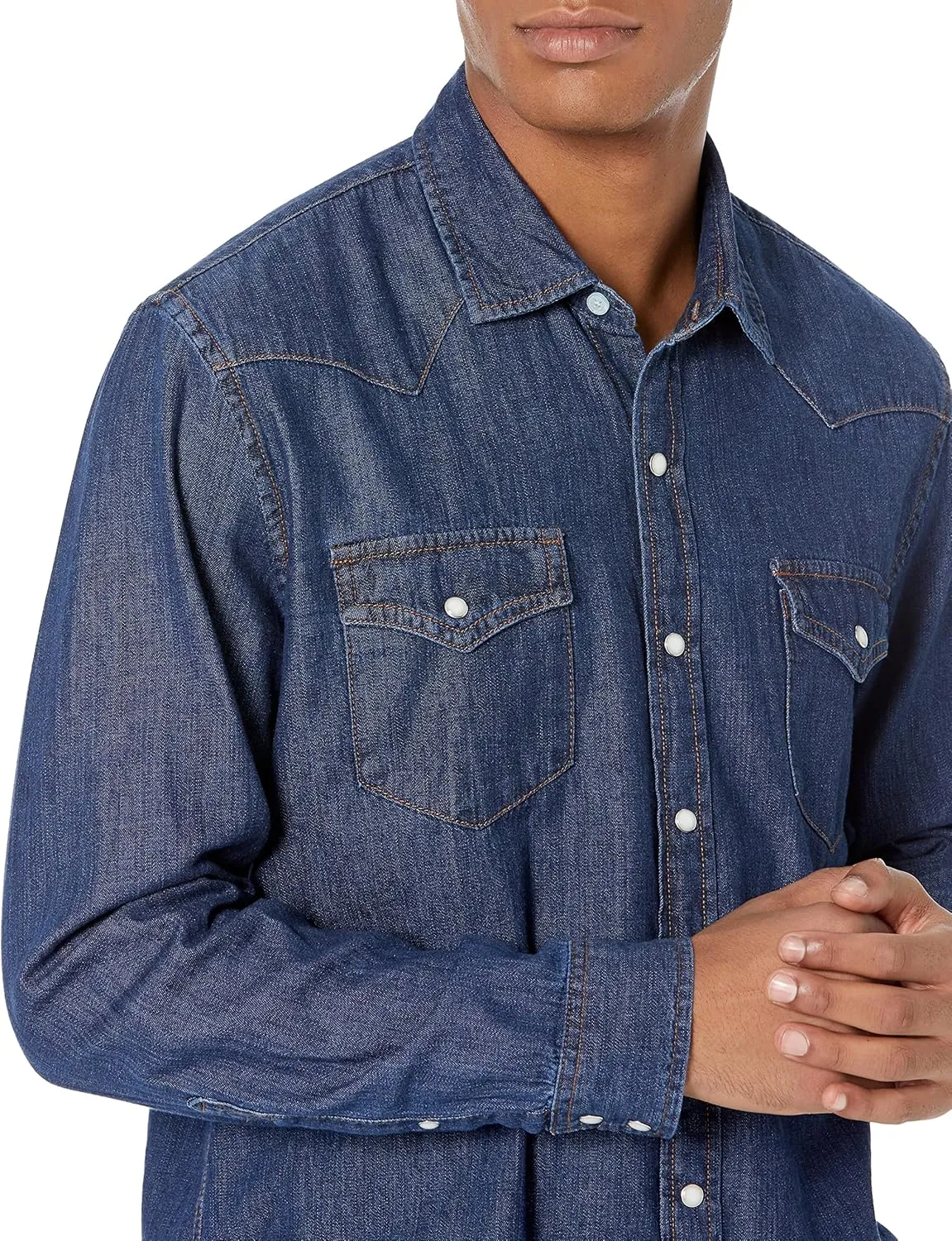 Amazon Essentials Men's Denim Shirt Long Sleeve - Regular-Fit Denim Shirt