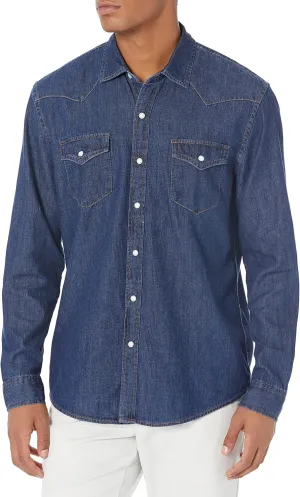 Amazon Essentials Men's Denim Shirt Long Sleeve - Regular-Fit Denim Shirt
