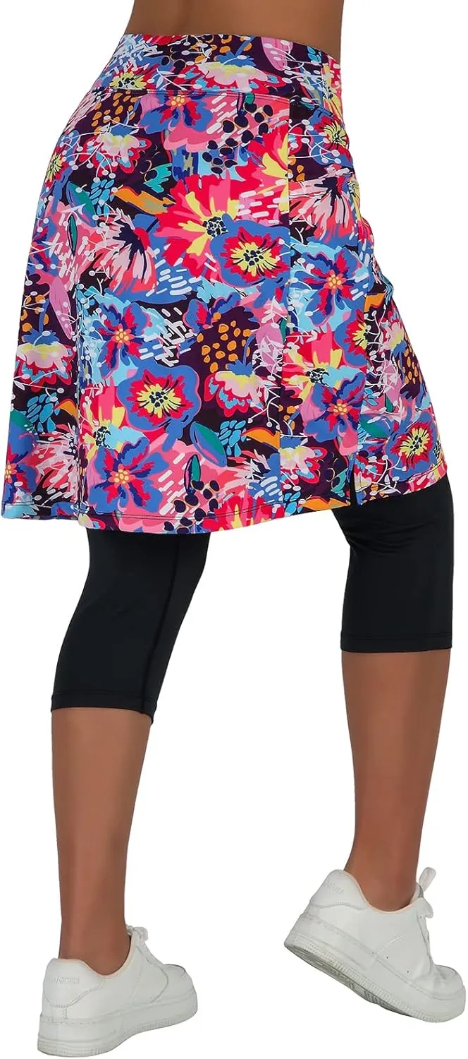 ANIVIVO Skirted Leggings for Women, Athletic Swim Tennis Skirt Above Knee Length with Leggings Active Skirt Capris Pockets
