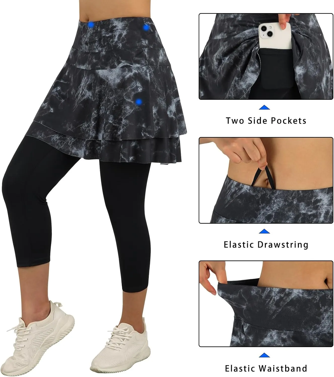ANIVIVO Skirted Leggings for Women Capri, Athletic Tennis Skirt with Leggings Golf Pickleball Clothes with Pockets