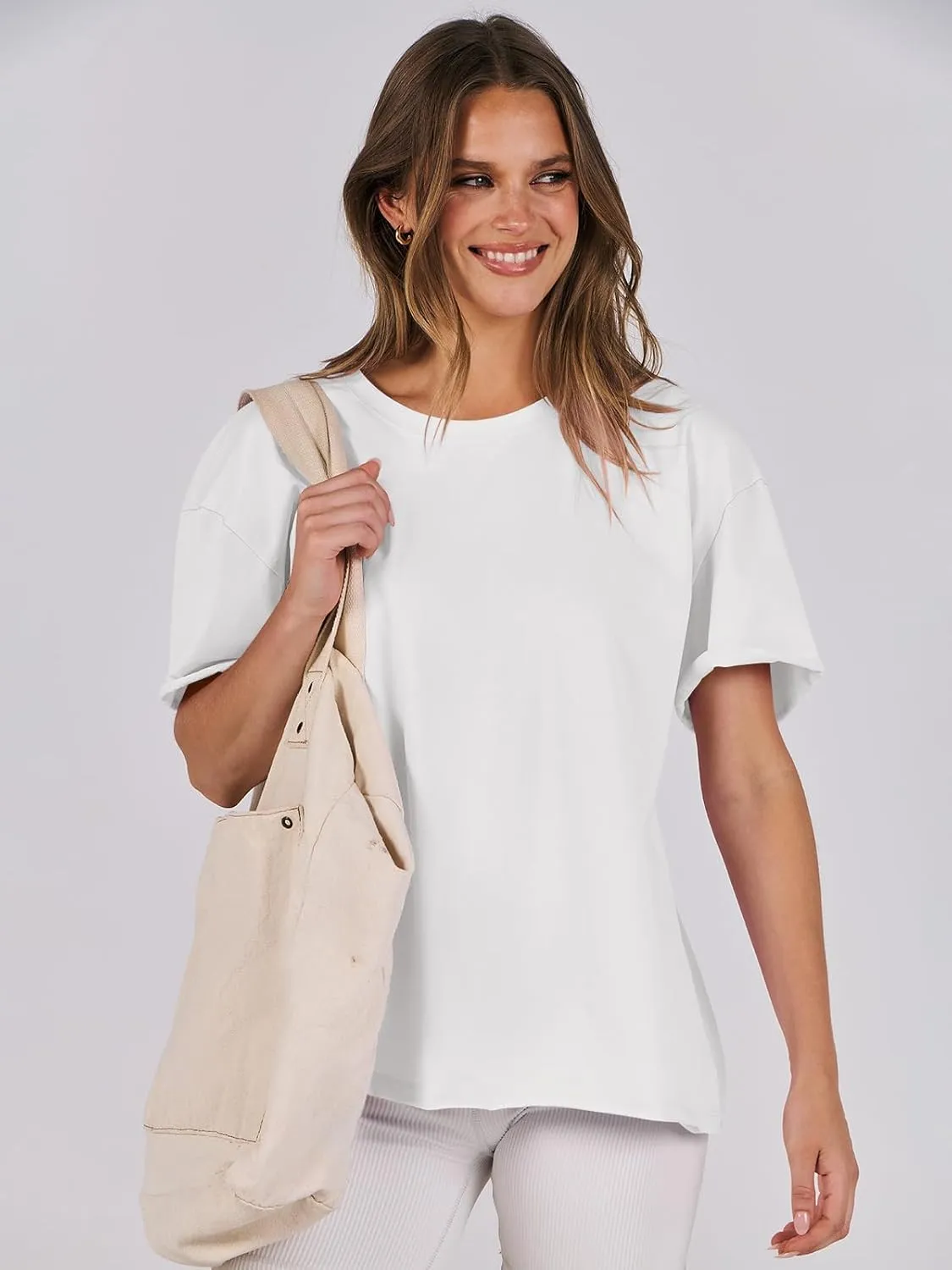 ANRABESS Womens Tops Oversized T Shirts Loose Fit Short Sleeve Crewneck Summer Casual 2025 Trendy Boxy Tee Blouse