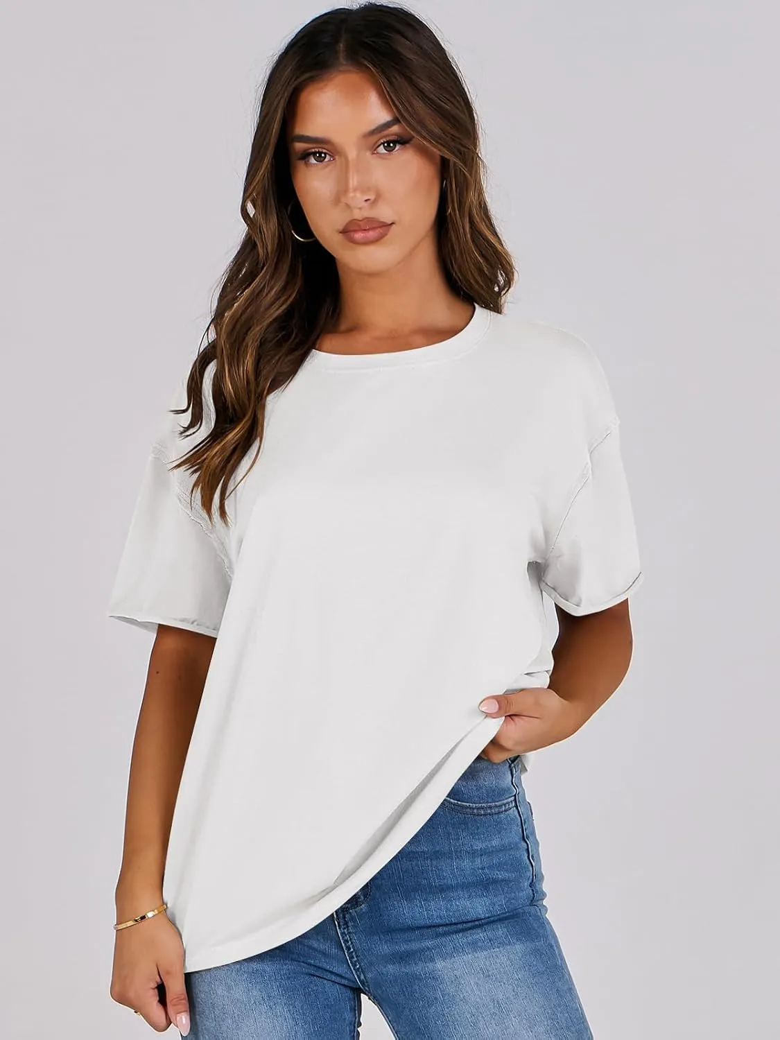 ANRABESS Womens Tops Oversized T Shirts Loose Fit Short Sleeve Crewneck Summer Casual 2025 Trendy Boxy Tee Blouse