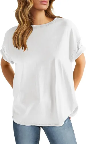 ANRABESS Womens Tops Oversized T Shirts Loose Fit Short Sleeve Crewneck Summer Casual 2025 Trendy Boxy Tee Blouse