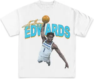 Anthony Edwards Newspaper Graphic T-Shirt | Y2K Vintage Basketball Rap | Premium Heavyweight Shirt for Men & Women