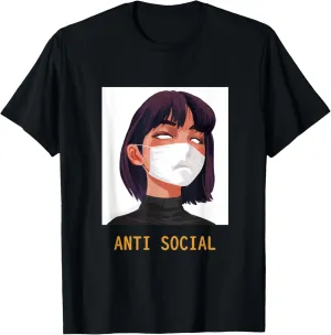 Antisocial Shirt Vaporwave Aesthetic Japanese Emo Anime Girl T-Shirt