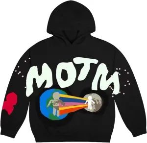 Arnodefrance Men Foam Printing Hoodie Letter Graphic Hoodie Oversized Cotton Pullover Black