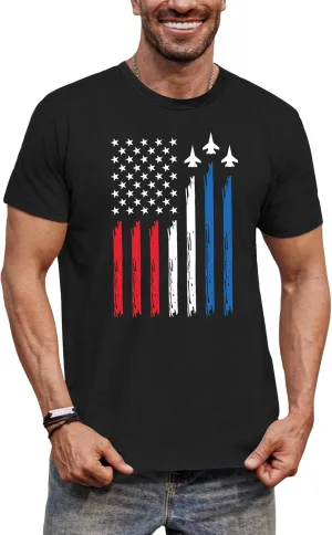 Arvilhill Men's 4th of July Shirt American Flag Short Sleeve T-Shirt 1776 Patriotic Cotton Tee Shirt (S-3XL)