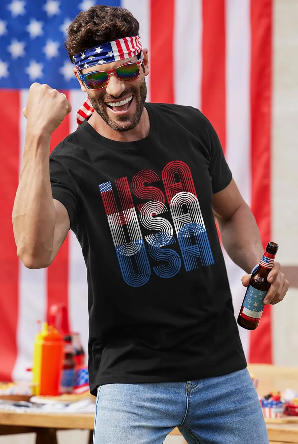 Arvilhill Men's 4th of July Shirt American Flag Short Sleeve T-Shirt 1776 Patriotic Cotton Tee Shirt (S-3XL)