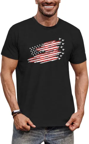 Arvilhill Men's 4th of July Shirt American Flag Short Sleeve T-Shirt 1776 Patriotic Cotton Tee Shirt (S-3XL)