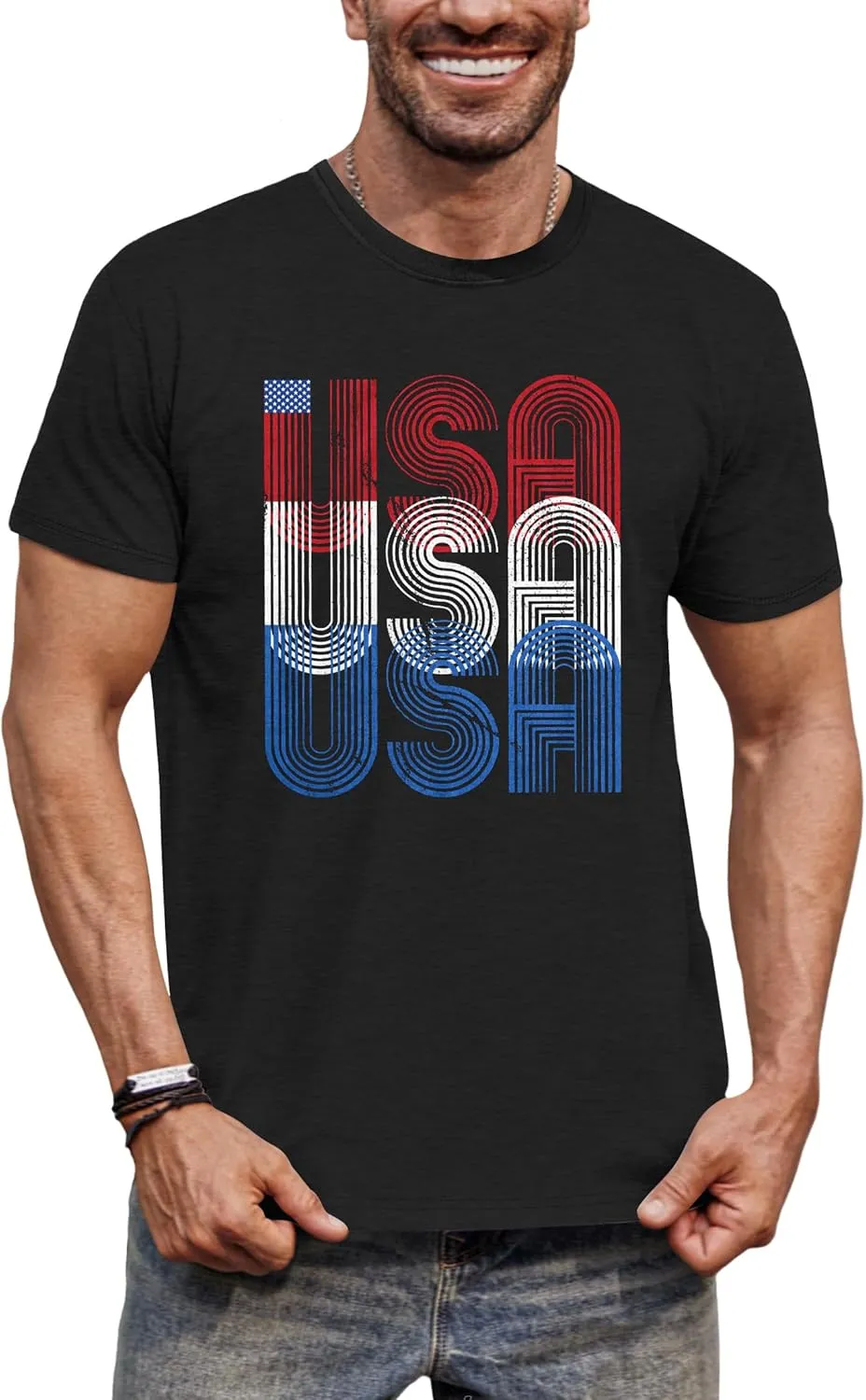 Arvilhill Men's 4th of July Shirt American Flag Short Sleeve T-Shirt 1776 Patriotic Cotton Tee Shirt (S-3XL)