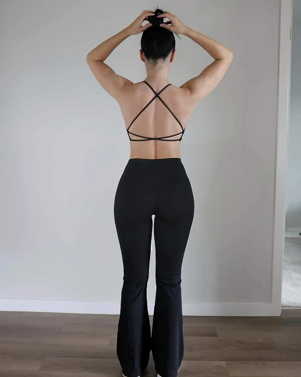AUROLA Fire Flare Leggings for Women, Crossover High Waisted Yoga Pants Tummy Control Wide Leg Bootcut Leggings