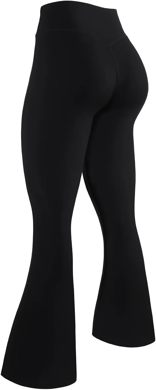AUROLA Fire Flare Leggings for Women, Crossover High Waisted Yoga Pants Tummy Control Wide Leg Bootcut Leggings