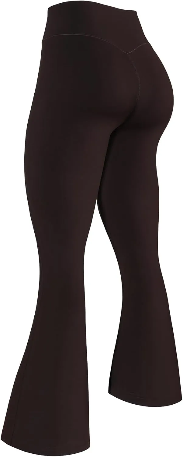 AUROLA Fire Flare Leggings for Women, Crossover High Waisted Yoga Pants Tummy Control Wide Leg Bootcut Leggings