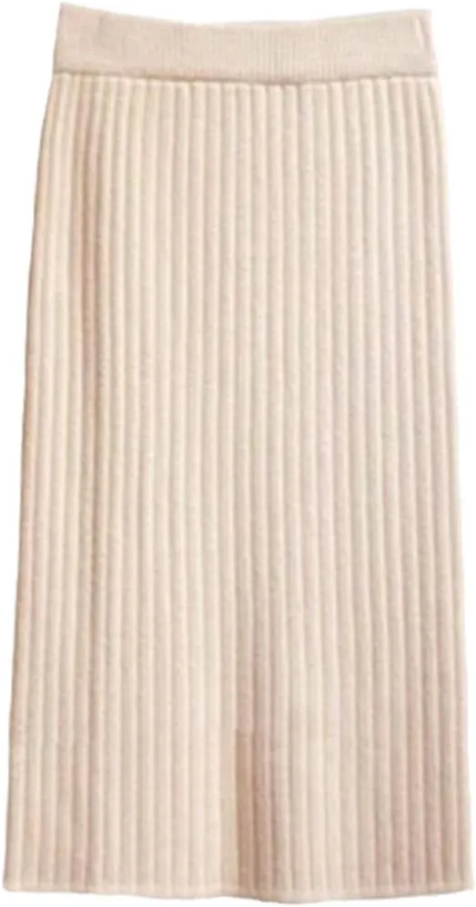 Autumn Winter Knit Pencil Skirt Women High Waist Elastic Skirts Sexy Knited Split Midi Skirt