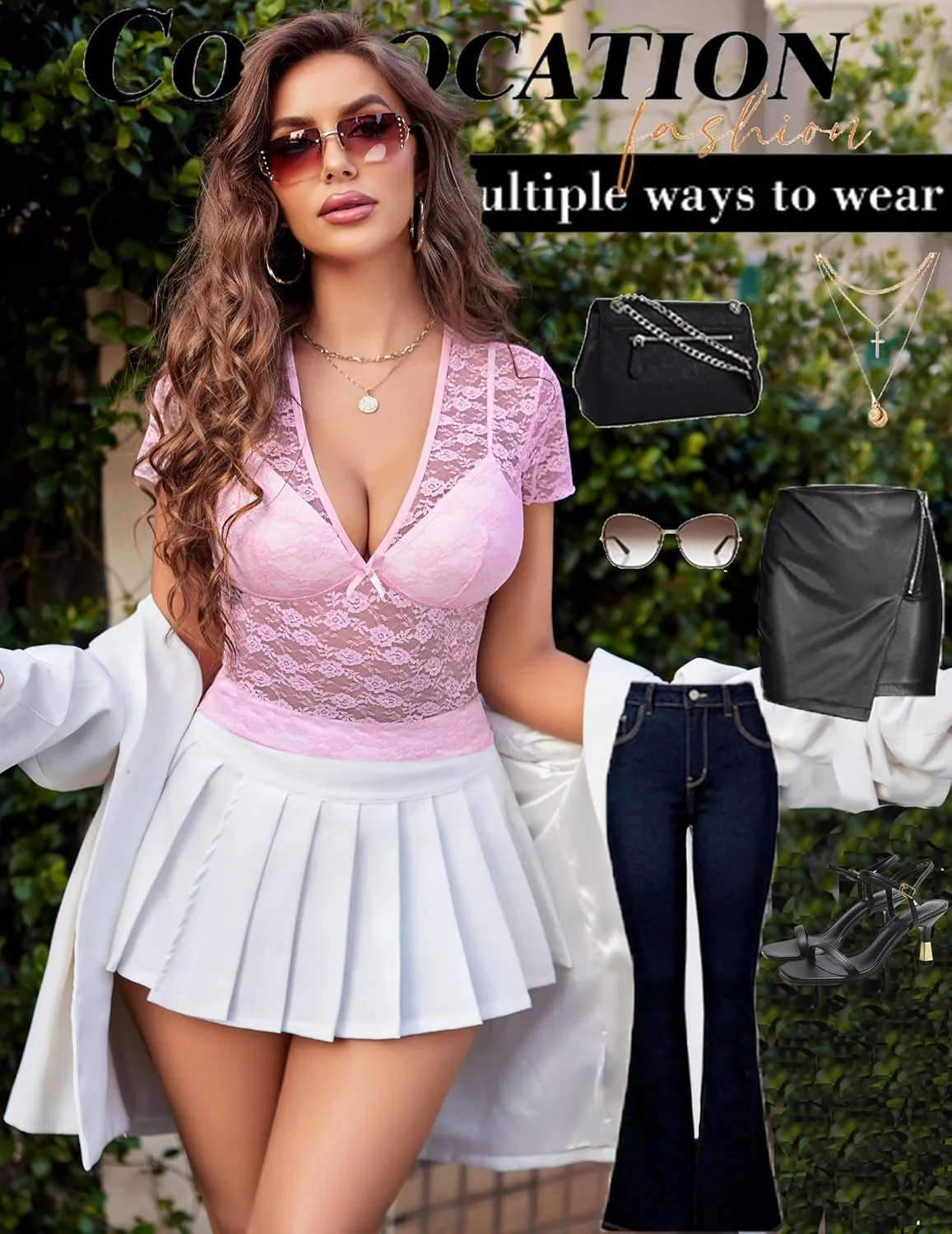 Avidlove Lace Tops Womens Short Sleeve V Neck Sexy See Through Tee Shirts Y2K Mesh Top Party Club Night Blouse S-XXL