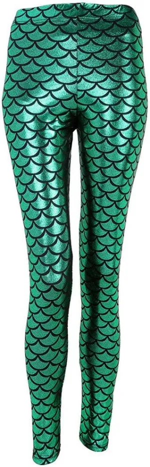 Ayliss Women High Waisted Tight Mermaid Fish Scale Printed Leggings Stretch Tight Stretchy Leggings Pants Custome Party