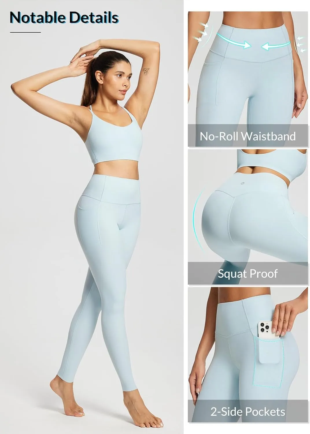 baleaf Freeleaf Women's 7/8 Yoga Leggings with Pockets, High Waisted 27" Workout Lounge Leggings Cozy Soft Athletic Pants