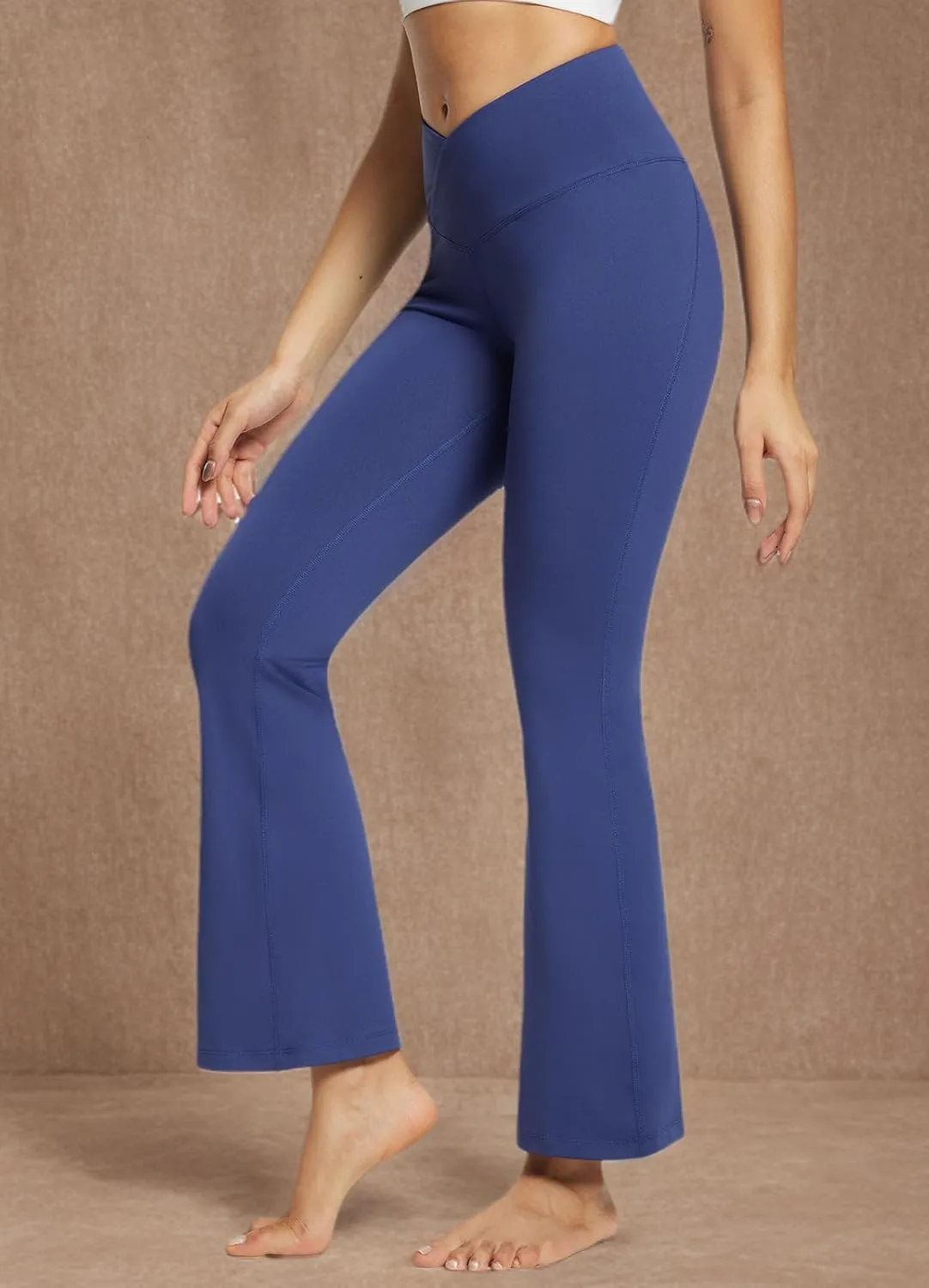 baleaf Women's Yoga Pants V Crossover Flare Leggings with Pockets High Waist Casual Workout Gym Bell Bottom Leggings