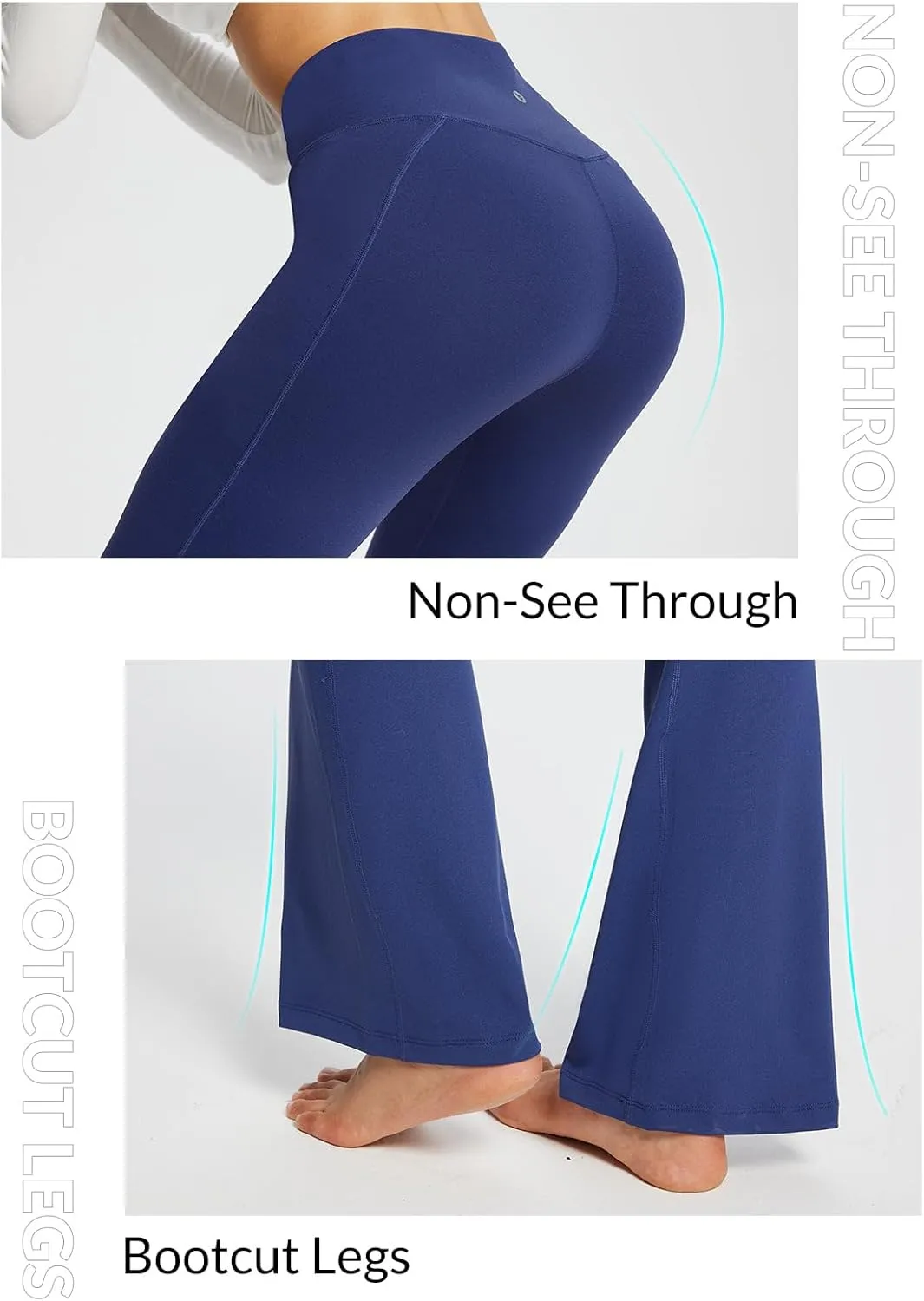 baleaf Women's Yoga Pants V Crossover Flare Leggings with Pockets High Waist Casual Workout Gym Bell Bottom Leggings