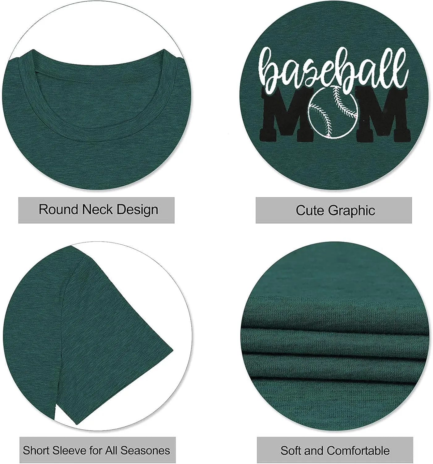 Baseball Mom Shirt Womens Mom Shirt Short Sleeve O-Neck Letter Print Casual Tops Tees