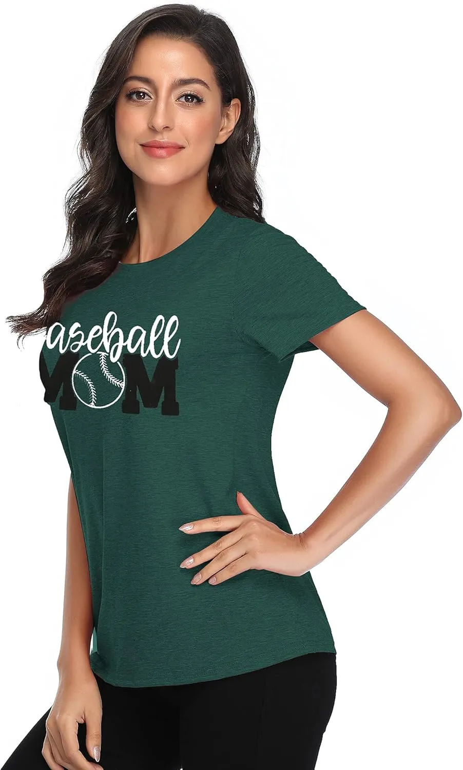 Baseball Mom Shirt Womens Mom Shirt Short Sleeve O-Neck Letter Print Casual Tops Tees