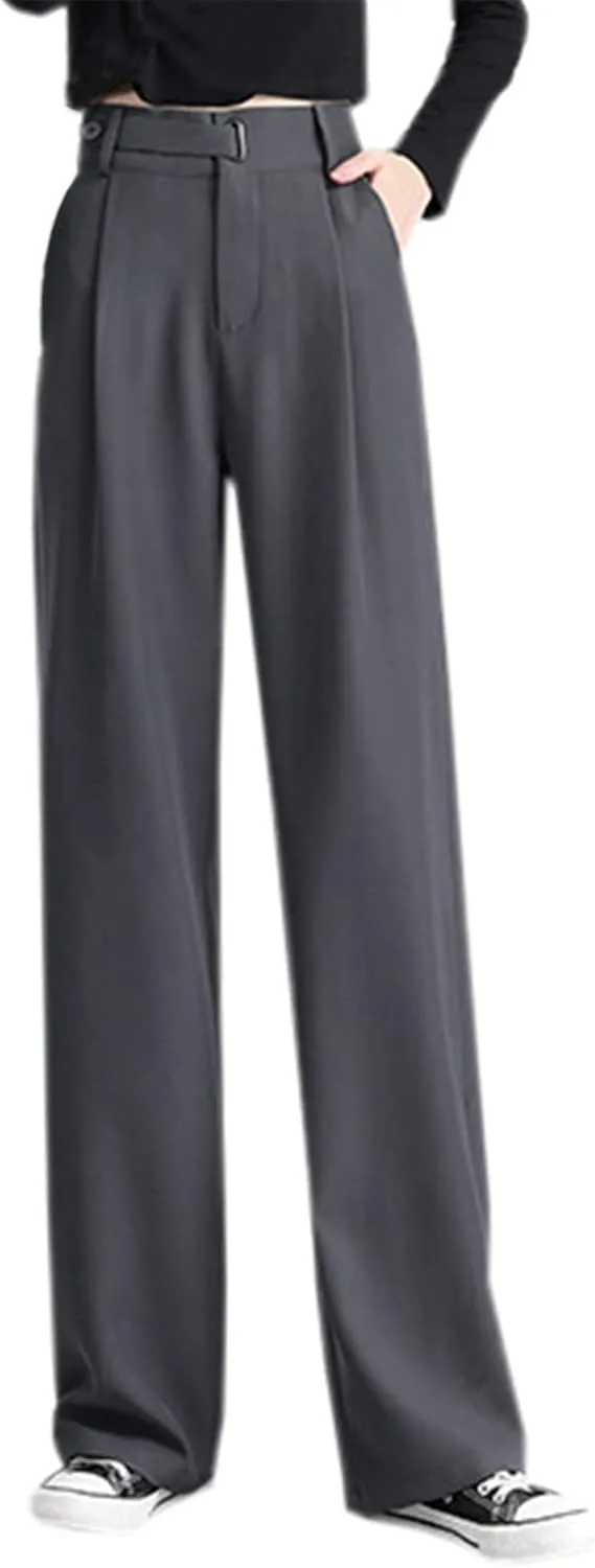 Betusline Women's Wide Leg Pants Business Casual Straight Office Trousers for Women, X-Small-3X-Large
