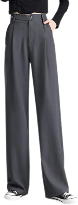 Betusline Women's Wide Leg Pants Business Casual Straight Office Trousers for Women, X-Small-3X-Large