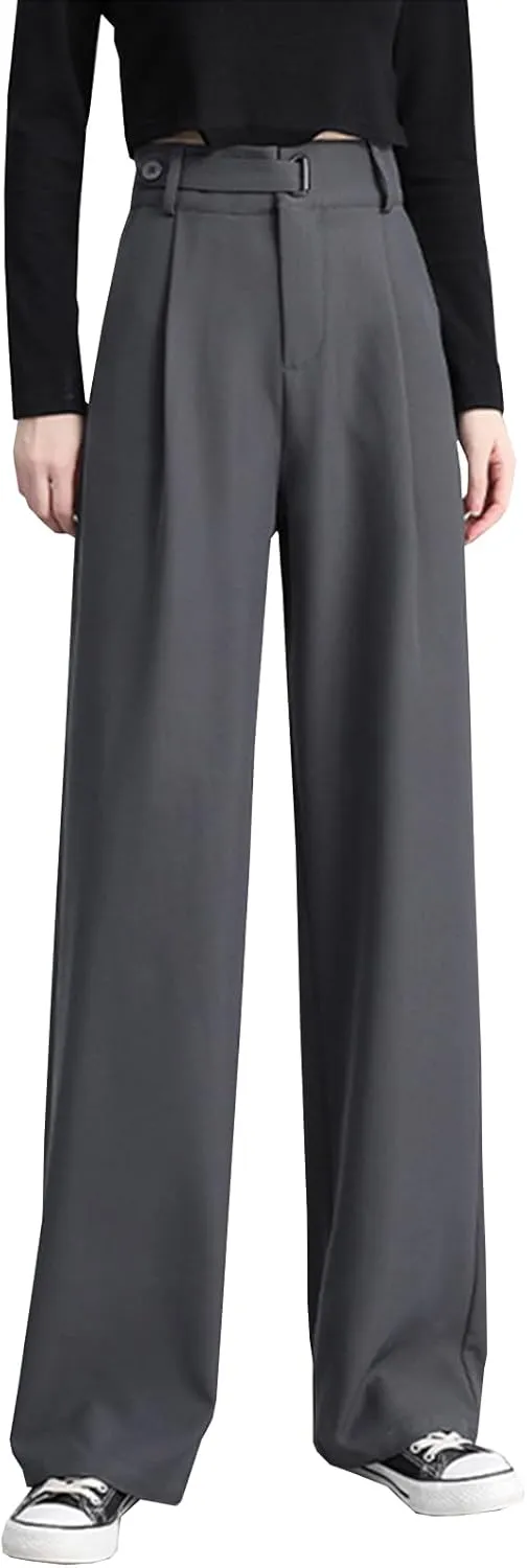 Betusline Women's Wide Leg Pants Business Casual Straight Office Trousers for Women, X-Small-3X-Large