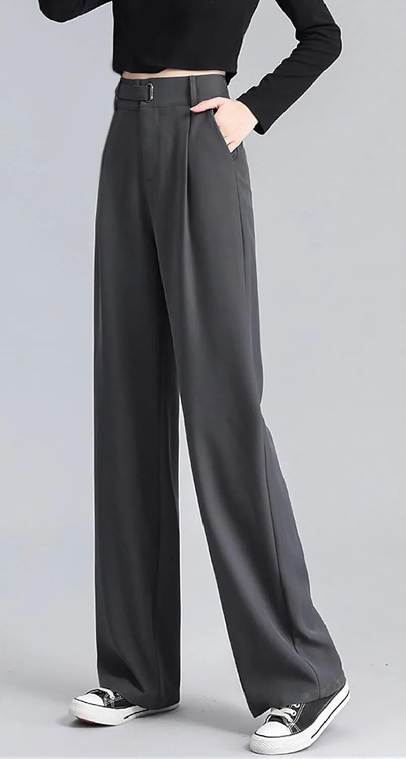 Betusline Women's Wide Leg Pants Business Casual Straight Office Trousers for Women, X-Small-3X-Large