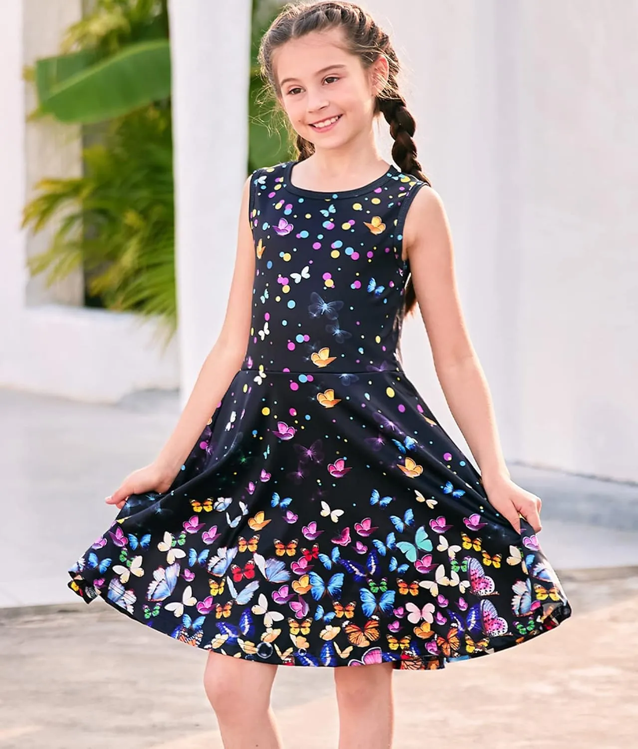 BFUSTYLE Girls Dress Sleeveless Casual Floral Sundress for Girl 4-15 Years