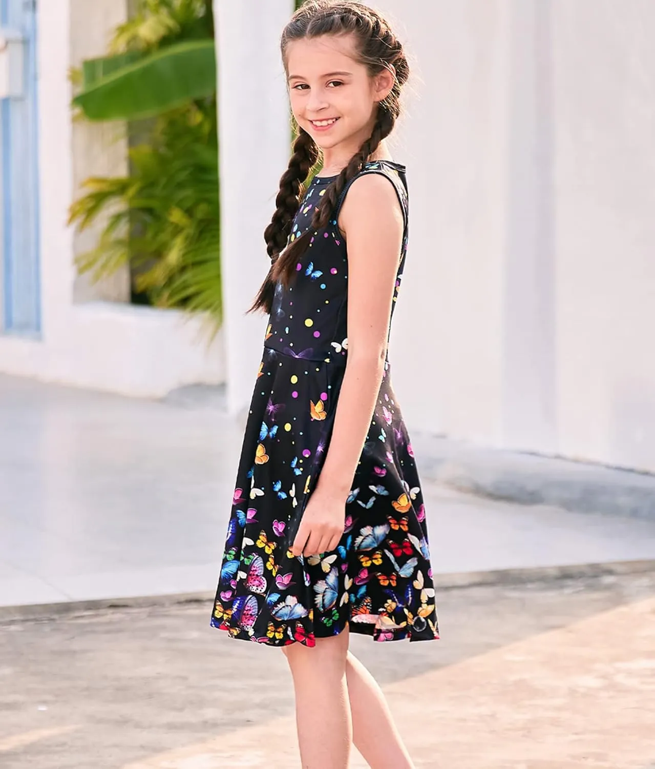 BFUSTYLE Girls Dress Sleeveless Casual Floral Sundress for Girl 4-15 Years