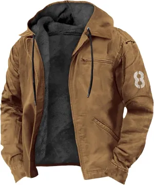 Big And Tall Winter Sherpa Lined Jacket: Jackets For Men Hoodie Mens Heavyweight Fleece Warm Trucker Hoodies Coat