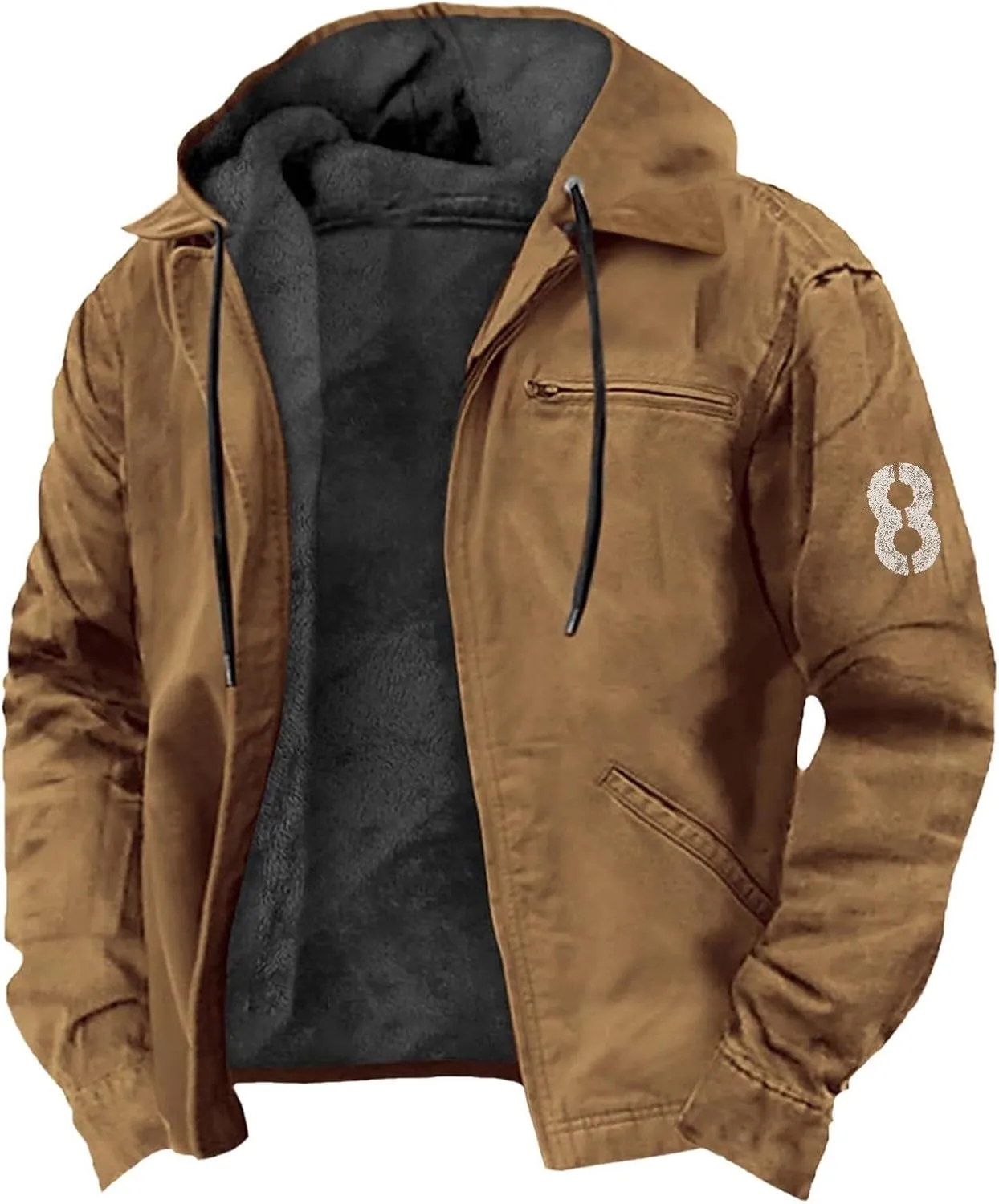Big And Tall Winter Sherpa Lined Jacket: Jackets For Men Hoodie Mens Heavyweight Fleece Warm Trucker Hoodies Coat