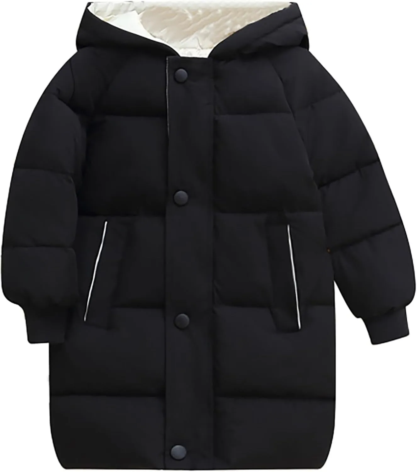Big Girls Quilted Jacket Children's Down Padded Jacket Long Cotton Padded Jacket Baby Winter Coat for (Black, 4-5 Years)