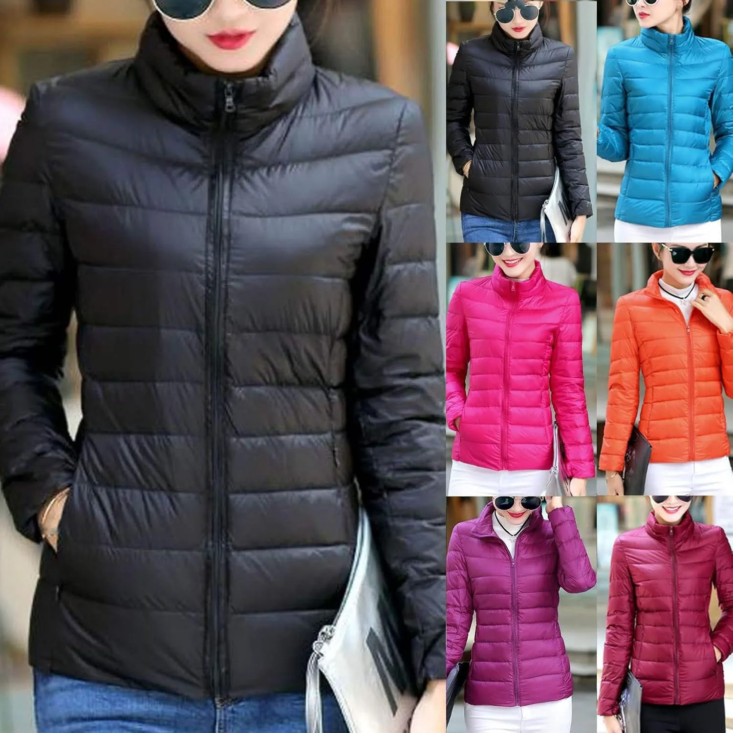 BOXIACEY Puffer Jackets for Women Lightweight Down Jacket Packable Winter Warm Coats Puffy Jacket with Stand Collar